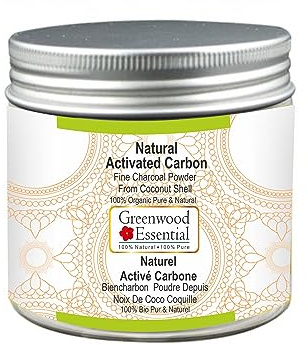 Greenwood Essential Natural Activated Carbon Fine Charcoal Powder from Coconut Shell 100% Organic Pure & Natural 200gm (7.05 oz)