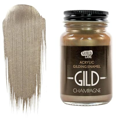 Guild Lane Champagne Gold Metallic Paint 60ml GILD Acrylic Gilding Enamel for Furniture Wood Metal Glass Craft Water-Based Non-Tarnish Interior Use - Made in Britain