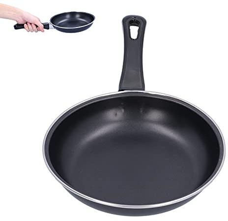 Tissting Padella Antiaderente Mini Padella per Frittata Padella per Pancake per Uso Domestico Padella Piccola in Acciaio Inossidabile Nera Forniture per la Cottura della Cucina(20cm)