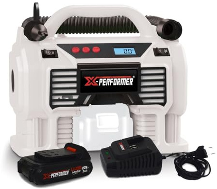 Gonfleur - Mini Compresseur - X-Performer XP2AIR20LI - sans fil 20V/12V - Pression 11 bar - Batterie 2Ah et chargeur inclus