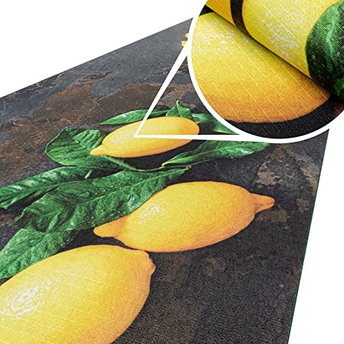ANRO Küchenteppich Küchenläufer Teppich Läufer Küche waschbar rutschfest Limoncello Abwaschbar 200 x 52cm