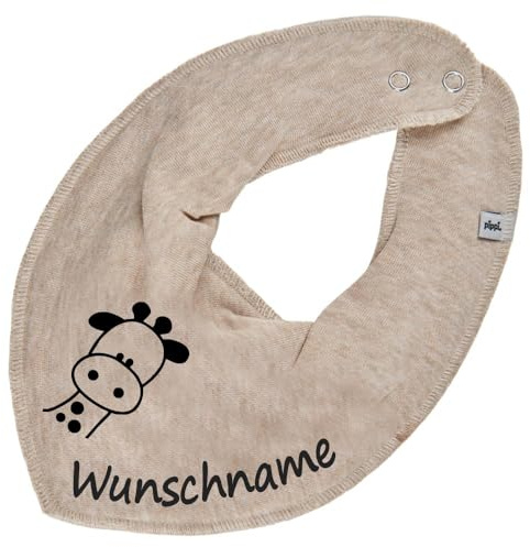 HALSTUCH mit Namen oder Text personalisiert für Baby oder Kind aus Baumwolle in Einheitsgröße Giraffe