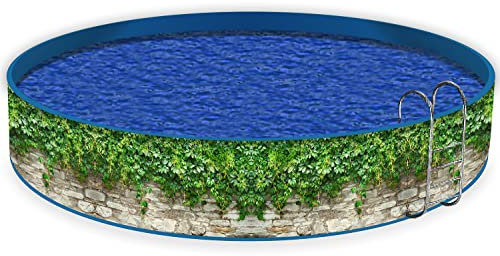 Wallario Pool Verkleidung mit Motiv und Ösen, Umrandung Dekoration, Motiv Steinmauer und grünen Pflanzen, Größe Höhe 80 cm x L 15m