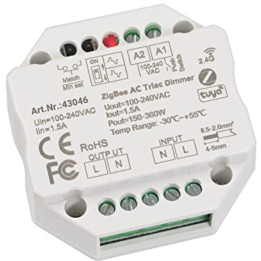 VBLED ZigBee 2.4G Funk Controller 230V Unterputz Dimm-Aktor Dimm-Schalter max. 200W LED 400W Halogen Kompatibel mit iNatus Fernbedienung
