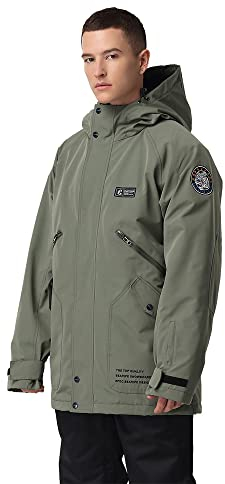 SEARIPE Damen-Skijacke, Snowboard, mit Kapuze, Winterjacke, wasserdicht, Regenmantel, Outdoor-Schneemantel, S51-Grün, XL