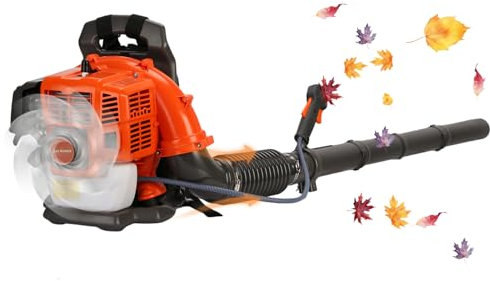 Meideli Cordless Petrol Leaf Blower, 550CFM 52CC 2-Stroke Backpack Petrol Leaf Blower with 40.6 oz Fuel Tank for Yard Cleaning Snow Blowing