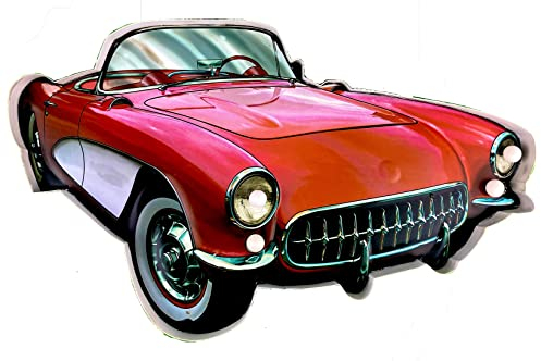 Cartel coche deportivo 1956 luminoso — Original Cartel Retro De DiiliHiiri De American Retro Sign. Cartel Luminoso Led como regalo para Padre para decoración taller. Letrero Vintage 52x32x5cm (9112)