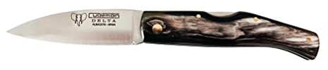 Navaja Cudeman Solsona Delta 344-A Hoja de Acero ACX-380 de 8,5 cm empuñadura de asta de toro de 11 cm y bloqueo trasero para Caza, Pesca, Supervivencia y bushcraft + Portabotellas Regalo (Con Funda)