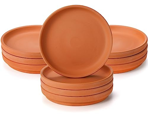Suwimut Terracotta Pot Plant Saucer, 15cm/6inch Round with Drainage Hole, Clay Drip Trays for Indoor/Outdoor Plants