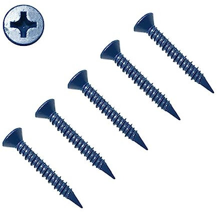 TERF® Masonry Concrete Screw 4.8mm X 57mm Philip Drive Flat Countersunk Head Blue Finish Anti Corrosion Concrete Screws 4.8mm X 57mm for Anchor Masonry Concrete Brick Block - Pack of 25