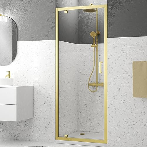 Porta doccia girevole 80 x 200 cm - Profili in oro dorato spazzolato, in vetro temperato 6 mm - GOLDY CRUSH