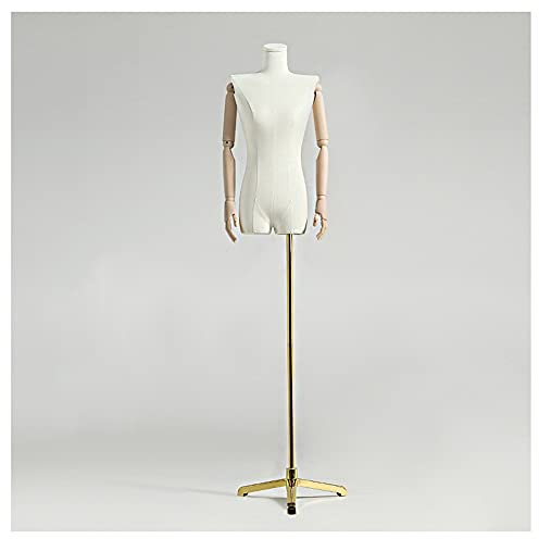 Schaufensterpuppen-Körper-Torso, Damen-Schaufensterpuppe, Kostüm-Requisiten, Präsentationsständer, halblange Schaufenster-Schminkform, 140 cm–200 cm, höhenverstellbarer Effekt (goldener Kopf ohne Kopf