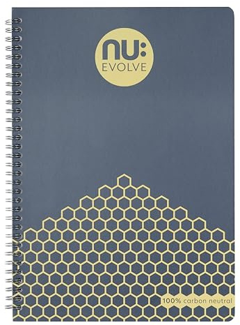 NU: A4 Blue Lined Wirebound Notebook | Carbon Neutral | 120 Pages | Supports Climate Partner Projects | Fully Recyclable | Evolve Neutral