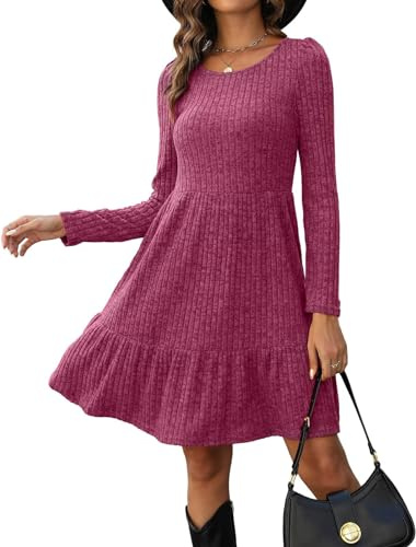 Zetieny Abito Invernale da Donna a Maniche Lunghe Vestito Maglione Autunno Inverno Elegante Tinta Unita