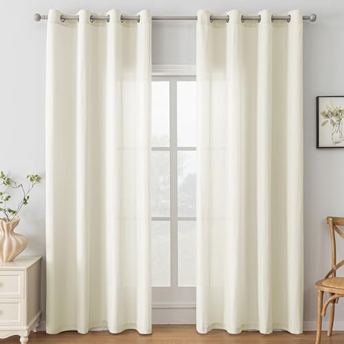Ystyle Tende per Interni con Anelli 2 Pezzi, 140x145 CM, Beige | Tende Camera da Letto Soggiorno, Tende Moderne per Salotto Casa Finestra, Tenda Trasparenti Voile Semi Eleganti