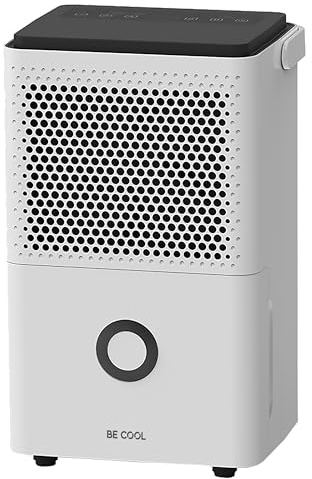 BE COOL Luftentfeuchter – Entfeuchtung bis ca. 10l/24h, 1,8l Wassertank, Timer, für gewerbliche und private Nutzung, Laufrollen