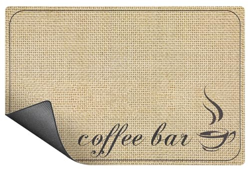 SUEH DESIGN Alfombrilla Escurreplatos de Café, 30 x 50 cm Alfombrilla para Cafetera Absorbente y de Secado Rápido Drying Mat Antideslizante para Encimera de Cocina, Barra de café