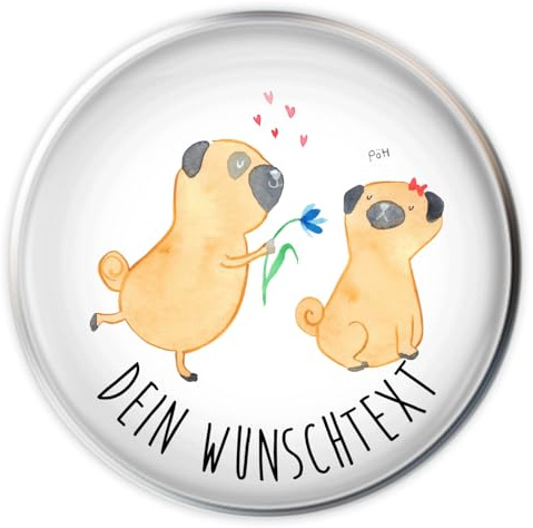 Mr. & Mrs. Panda Waschbeckenstöpsel selbst gestalten Mops Verliebt - Personalisierte Geschenke, Sprüche, Pure Liebe, individuell gestaltbar, Hund, Abflussstopfen personalisiert, Waschbecken Stöpsel