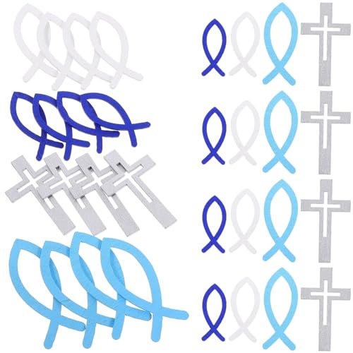 HOLIDYOYO 1satz Miniatur Fische Und Kreuz Dekoration Teiliges Set Taufe Und Kommunion Tischdeko Für Festliche Anlässe Multifunktionale Ornamente Langlebig Und