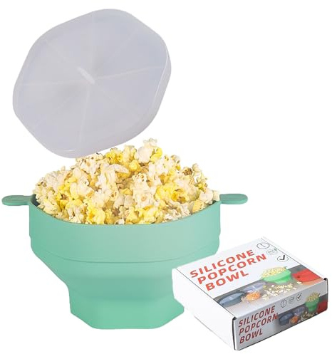 Eruceky Faltbares Popcorn Fass, Mikrowelle, Silikon, für Party, Kino, Haus, Küche (Grün)