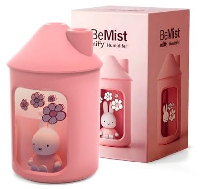 Mipow x Miffy BTA700M Luftbefeuchter für Schlaf- und Kinderzimmer, Ultraschall, leises Nachtlicht, 450 ml Doppelsprüh-Luftbefeuchter (Rosa), Ostern Geschenke