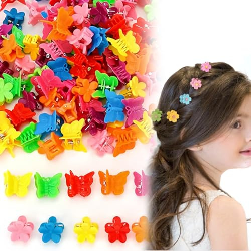 Mollette Capelli Bambine, 100 Pezzi Piccoli Pinze Per Capelli per Bambini, Mini Clip Capelli Donna alla Moda, Fermagli per Capelli Fiore, Adatto Per Ragazze e Donna
