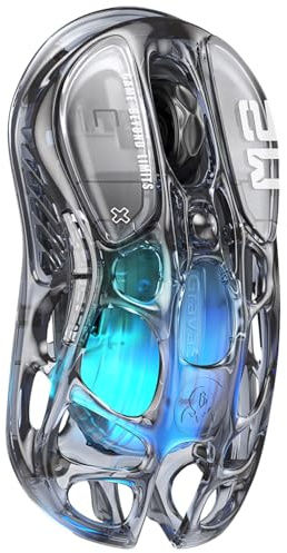 GravaStar Mercury M2 Wireless Gaming Mouse with 26,000 DPI, PAW3395DM Sensor -79g Lightweight Hollowed-Out Design -5 Programmable Buttons -5 Dynamic Lightsync RGB - Transparent Black