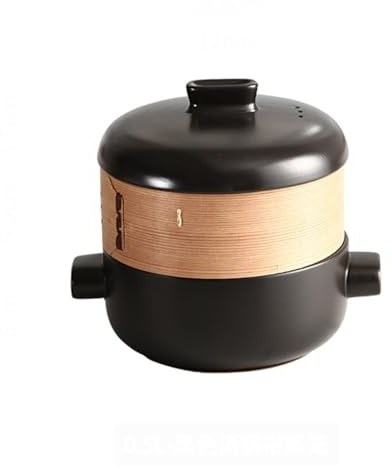 Vnook Ceramic Casserole Clay Pot, with Steamer Basket Casserole Pot, Ceramic Pot with Lid, Japanese Casserole, Stew Pot, For Shabu Shabu Home Cooking, Heat Resistant Ceramic Casserole(1L)