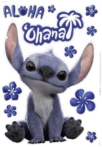 Komar Wandtattoo - Disney Lilo and Stitch Live Action Ohana - Größe 50 x 70 cm, Wandsticker, Kinderzimmer, Wanddekoration, Blau