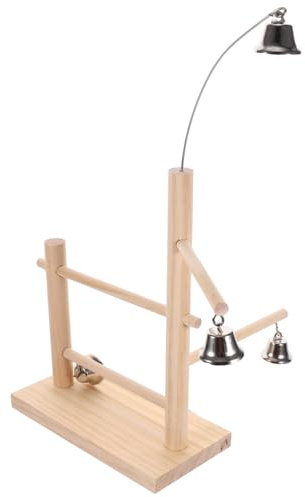 HOMOBABE Parque para Aves De Madera Natural Percha De Ejercicio para Periquitos y Cacatúas Juguete Interactivo para Entrenamiento y Diversión