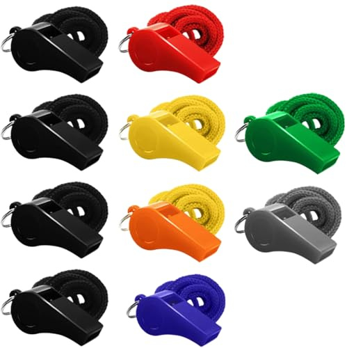 TEOZBLU Lot de 10 sifflets en Plastique pour Arbitre, sifflets de Sport pour Enseignants de Football, entraîneurs, Survie, Camping, Sauvetage, fête