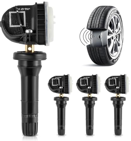 4Pcs TPMS Tyre Pressure Sensors, Tire Pressure Monitoring Sensors 1862980, 2036832, 2318530 for Car Tyre Pressure System Replacement for Ford/Ecosport/Fiesta/Focus/B-/C-/KA/KUGA/Mondeo/Ranger