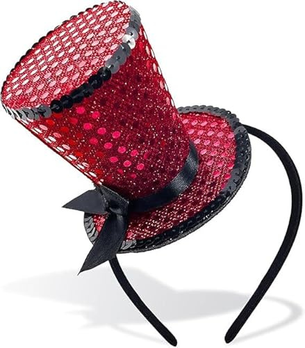 Mini topp hatt pannband, paljetter teparty huvudbonad fascinator för kvinnor dam Gril 1920-talet Gatsby festkostym tillbehör (röd)