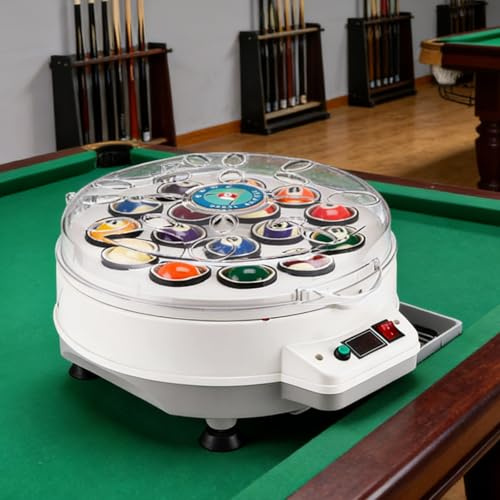 Sushangmao Pool Ball Polisher, Automatic Billiard Ball Cleaner, Automatic Forward and Reverse Cycle, One Touch Start, Low Noise,Billiards Cleaner Polisher- for Clean, Polish & Care 16goals
