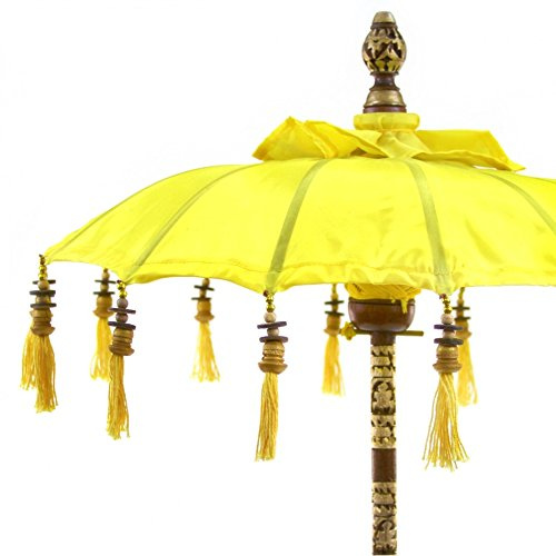 Koyal Wholesale Bali Umbrella Stand, 34-Inch Yellow Tall Moroccan Style Home Decor Items, Free-Standing Umbrella