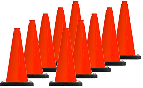 10 Stück orange Leitkegel, Warnkegel PVC 50 cm hoch ohne Streifen, schwere standfeste Ausführung (je 2 kg)