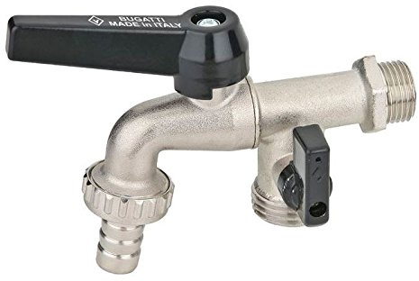 Nichelato doppio tocco giardino esterno valvola bugatti 1/2 x 3/4 x 3/4 BSP