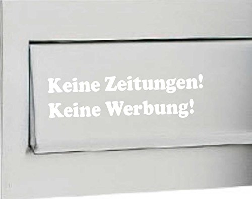 INDIGOS UG - Briefkastenaufkleber - Keine Werbung! Keine Zeitung! 68x19 mm - weiß - Schutz für den Briefkasten! - 5 Stück