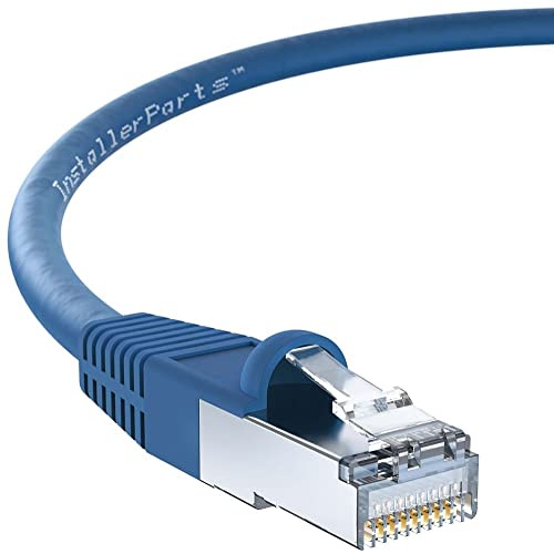 InstallerParts (10 Pack Ethernet Cable CAT6 Cable Shielded (SSTP/SFTP) Booted 2 FT - Blue - Professional Series - 10Gigabit/Sec Network/High Speed Internet Cable, 550MHZ