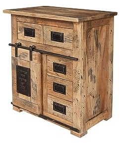 MASSIVMOEBEL24.DE Kommode Mango Natur lackiert Railway #111 | 70x45x85 cm (BxTxH) 42 kg Industrial montiert vollmassiv