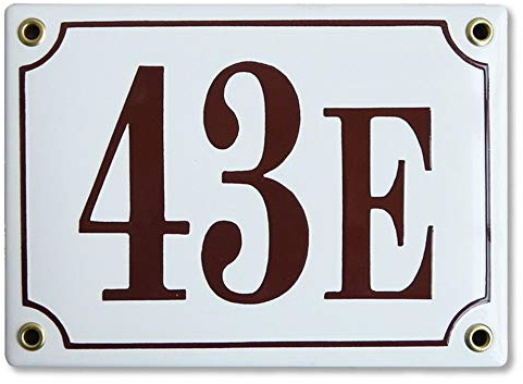 Hausnummer Hausnummernschild Emaille 12x17 cm mit Wunschnummer Premiumqualität Hausschild, Vorbohrungen, Personalisierte, Hausnummernschilder, Türschild, Wunschtext