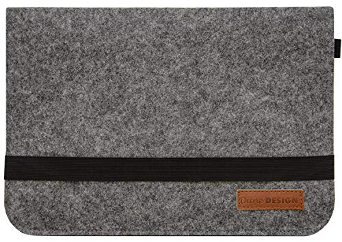 DuneDesign 13,3 Bolsa Laptop fieltro 35x24cm Funda Tablet compatible con MacBook Pro Air iPad Surface Netbook Gris