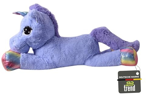 TE-Trend Flauschiges Stoffeinhorn 110 cm - perfektes Plüscheinhorn für kuschelige Stunden & magische Abenteuer - Zauberhaftes Kuscheleinhorn - Einhorn-Kuscheltier für kreative unvergessliche Momente