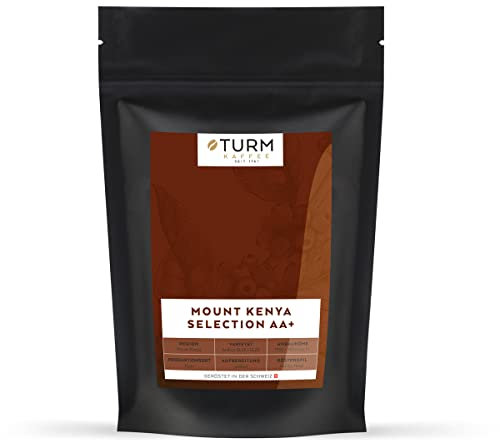 Turm Kaffee - Kaffeebohnen Mount Kenia Selection AA+ 250g | Premium Arabica Bohnen von den Hängen des Mount Kenya | fruchtig, intensiver Geschmack | für Espresso, Kaffee und Filterkaffee