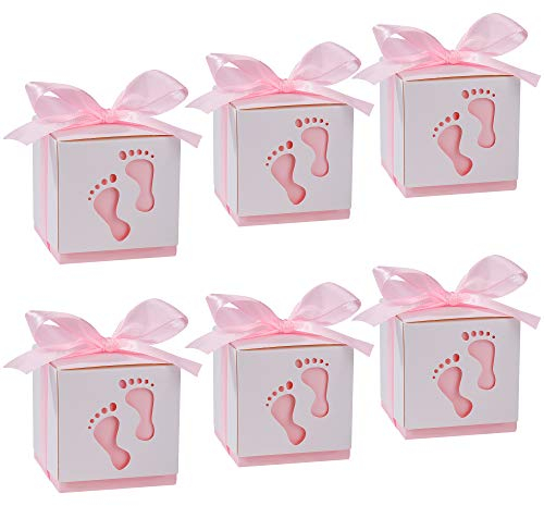 Geschenkbox, Süßigkeit Kästen Gastgeschenk Box für Neugeborene Babydusche, Pralinenschachtel für Kinder Geburtstag, Hochzeit, Taufe Geburt Party (50 Stück)