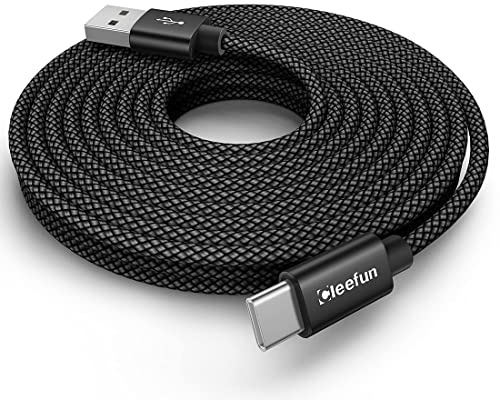 CLEEFUN 6m/20ft Extra Long USB C Cable, Durable Nylon Braided USB A to Type C Fast Charging Charger Cable Compatible With Samsung Galaxy Note, M o t o, L G, Pixel and More USB C Smartphone, Tablet