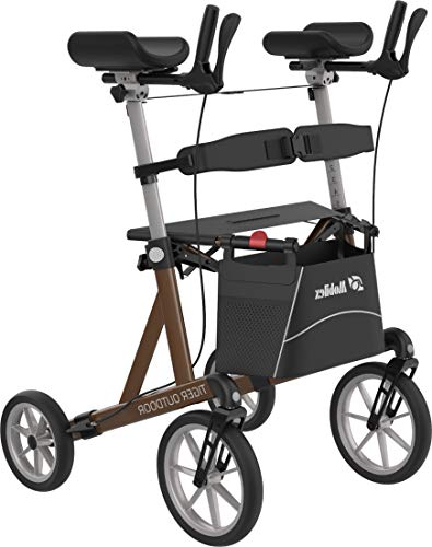 FabaCare Arthritis Rollator Tiger Outdoor XXL mit Schleifbremse, Unterarmrollator, gepolsterte Armauflagen, höhenverstellbarer Arthritsrollator, bis 200 kg, Braun