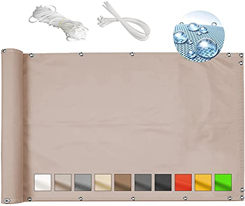 Balkon sichtschutz Balkon 75x1100cm Balcony Cover sichtschutz sichtschutz Balkon ohne Bohren balkonabdeckungen mobel sichtschutz Zaun 100% privatsphäreopak in terrasse mit kabelbinder-Sandfarbe