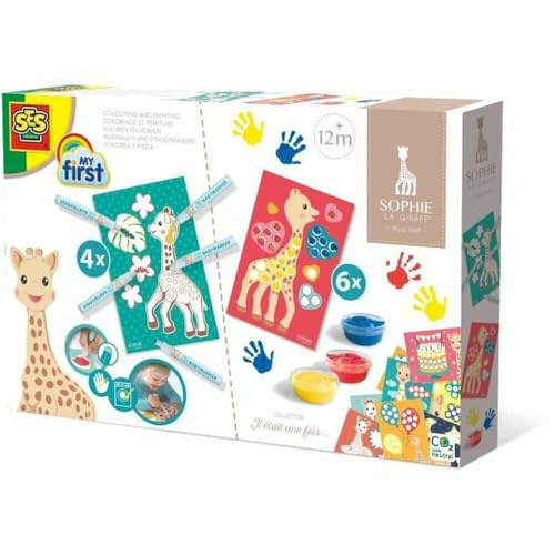 SES Creative Sophie la Girafe Coloriage et Peinture | Activité créative bébé | Feutres lavables | pour les enfants | à partir de 1 an Plusieurs couleurs | Peinture au doigt et feutres