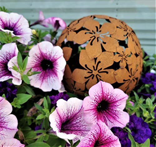 Jürgen Bocker Gartenambiente Dekorationskugel Flower aus Cortenstahl Rost Dekokugel (15 cm)